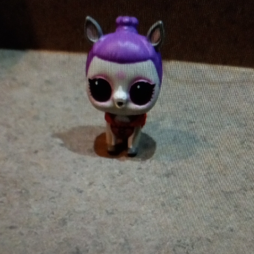 Cute Purple-Top Animal Figurine with Big Eyes